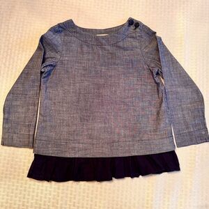 Anthem of the Ants Girls Chambray Pleated Hem Top Size 8 Boutique Preppy
